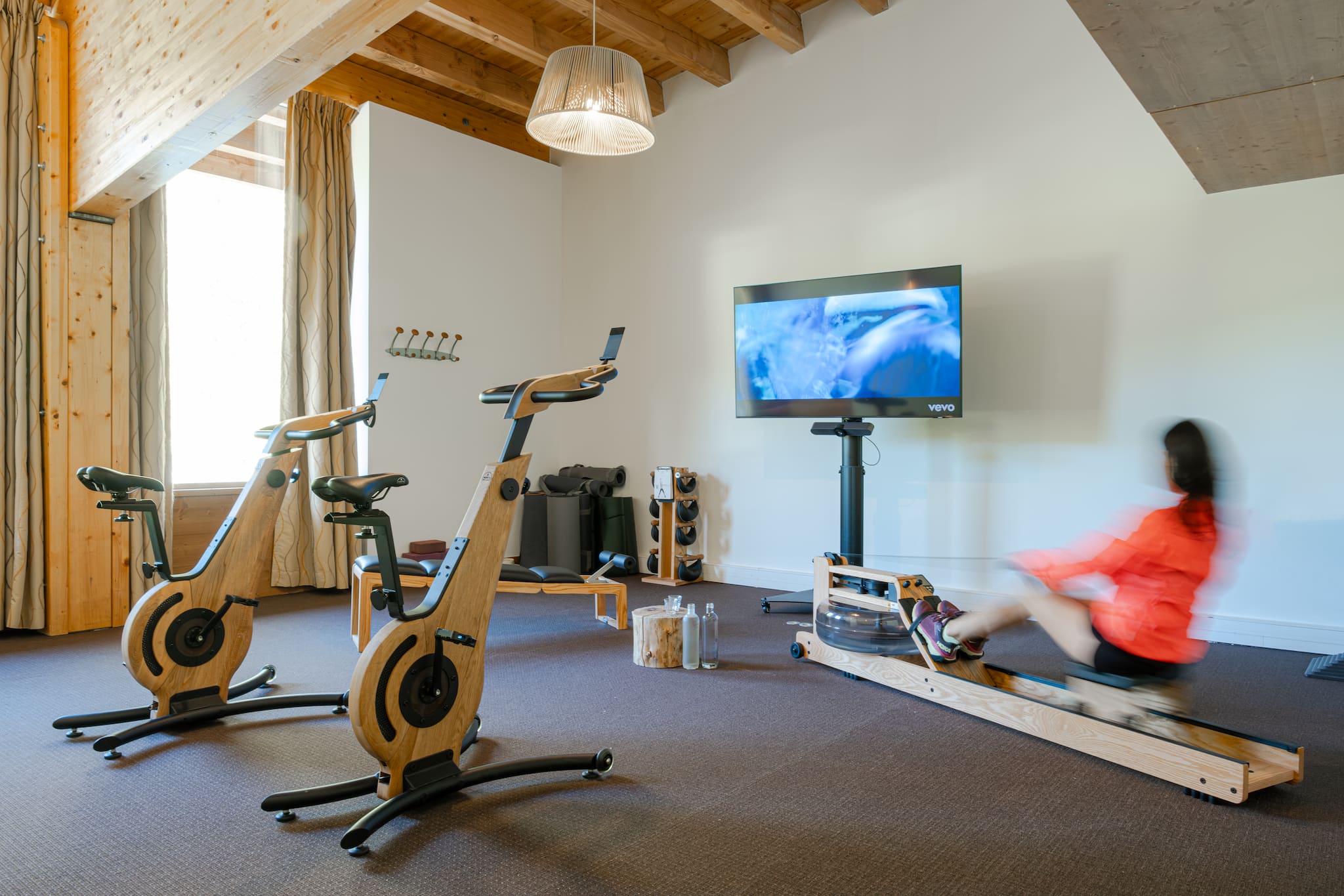 Room with modern sports equipment